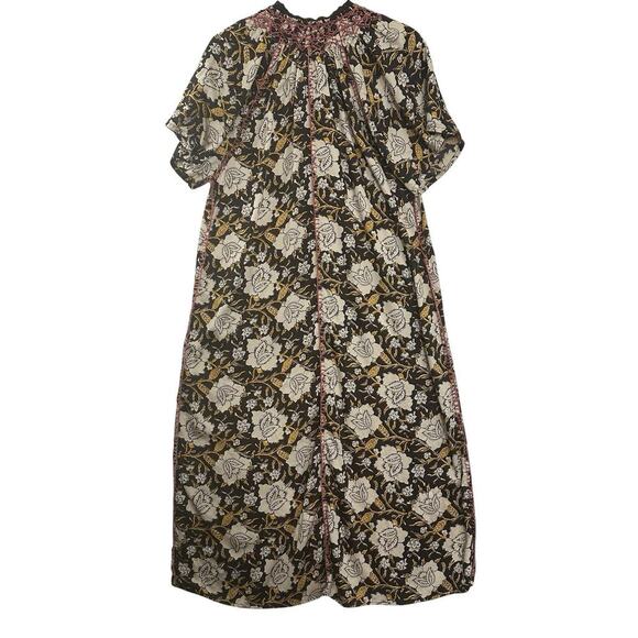 Natural Life Maxi Dress Women M Brown Floral Thick Stitching Boho Muumuu Country - Picture 9 of 16